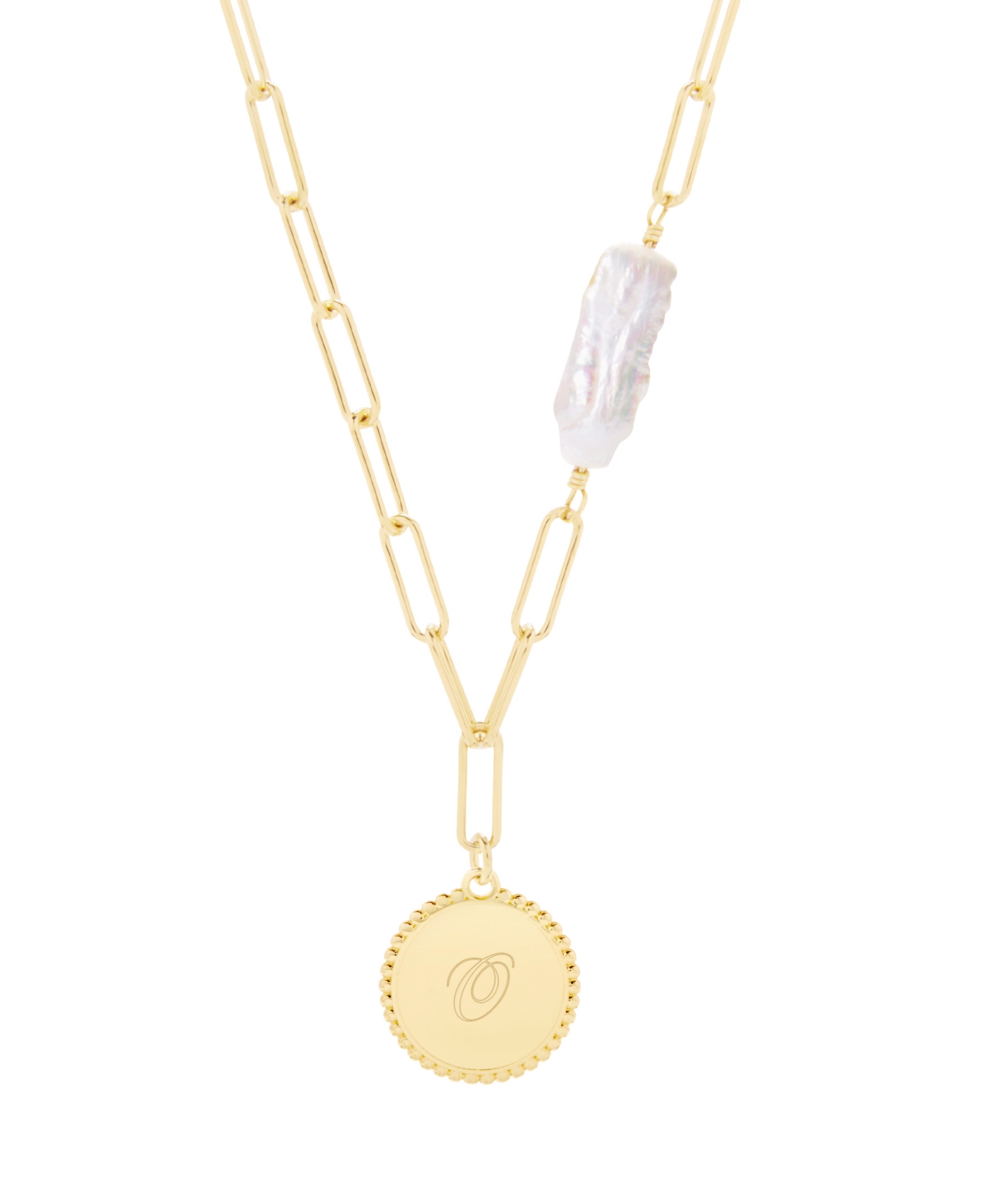 brook & york Biwa Imitation Imitation Pearl Micaela Initial Pendant - Gold-Plated-O