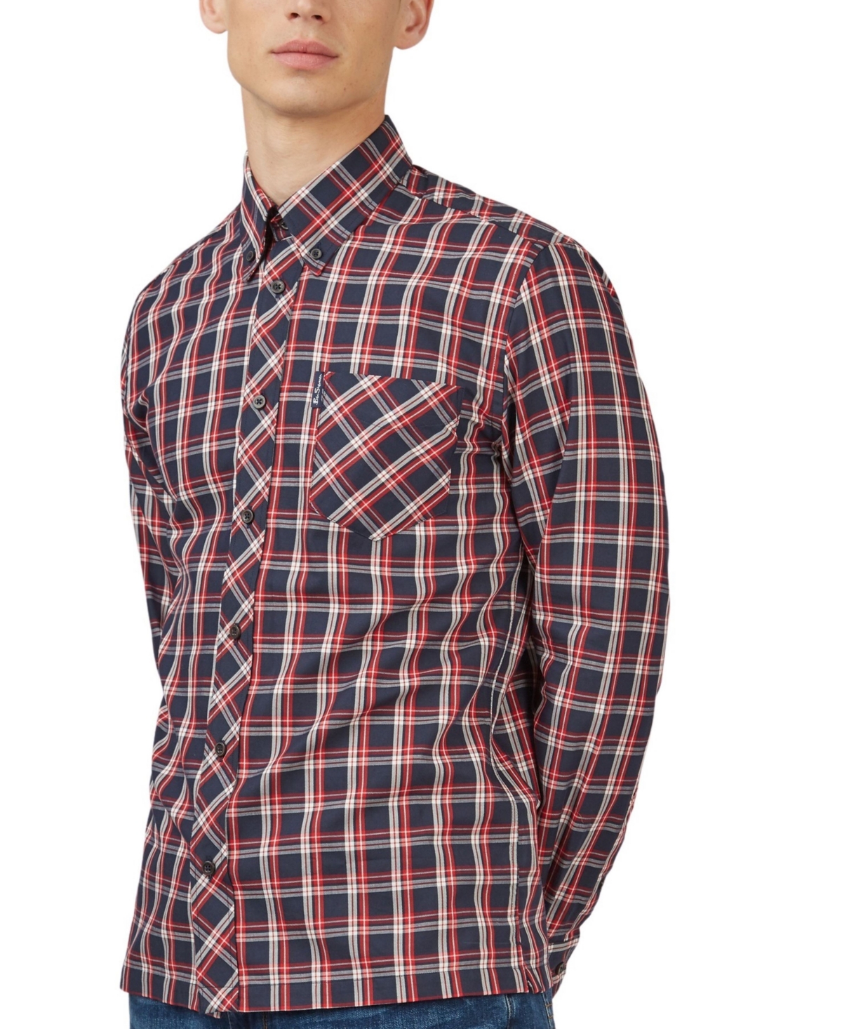 Men's Regular-Fit Grid Check Shirt - Red
