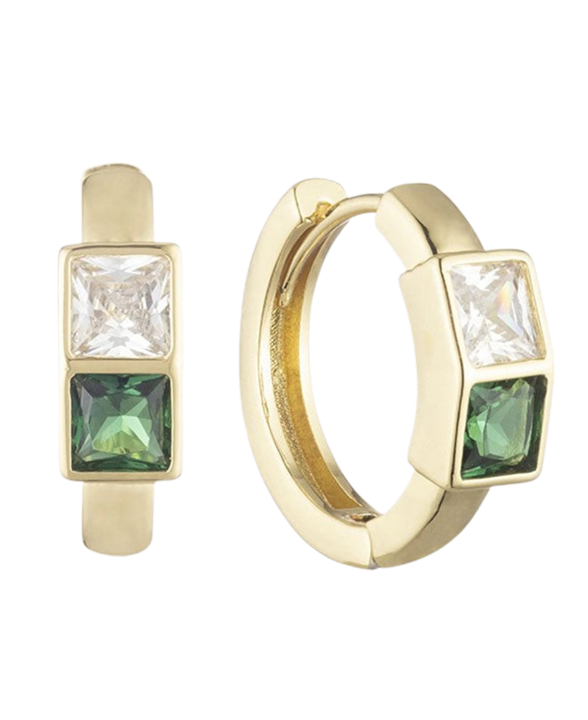 Shop Bonheur Jewelry Michelle Hoop Crystal Earrings In Karat Gold Plated Brass