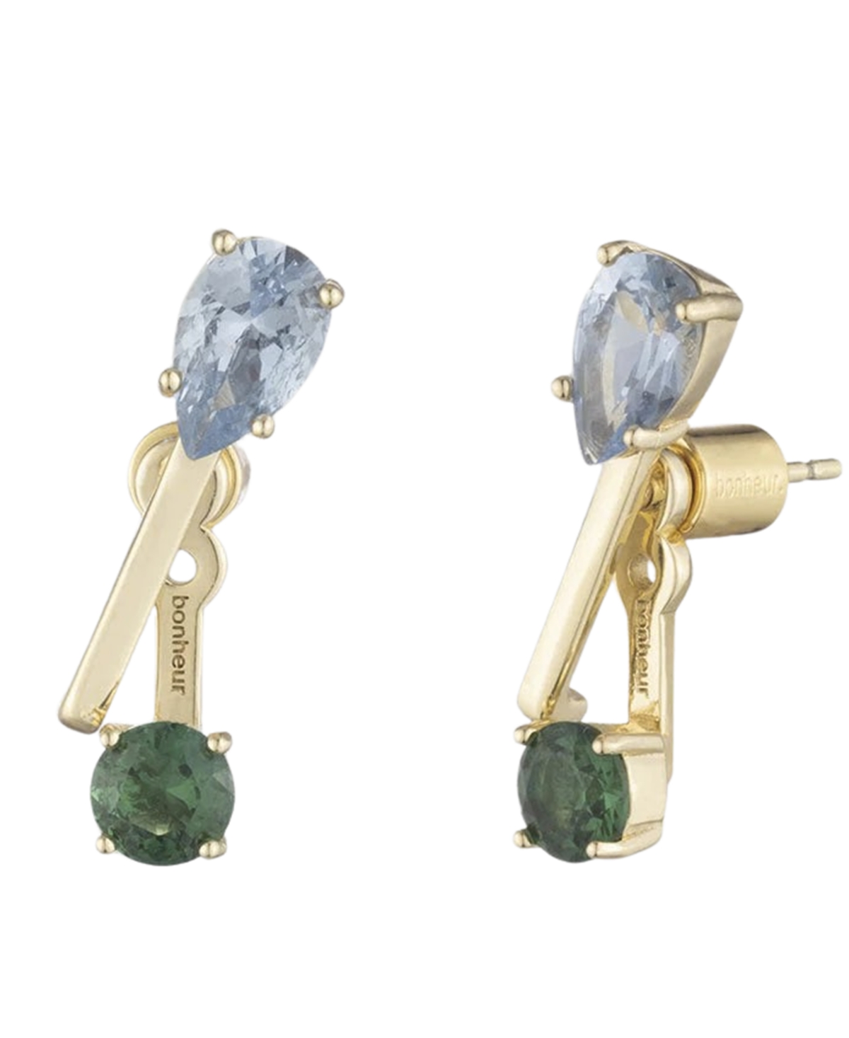 Bonheur Jewelry Felicity Green Crystal Ear Jacket Earrings In Gold
