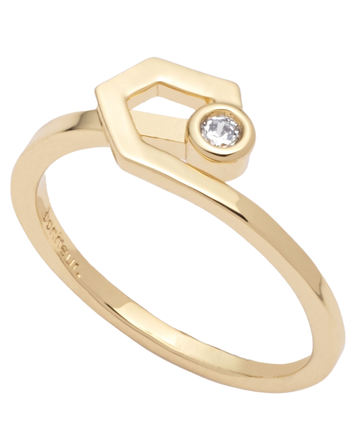Bonheur Jewelry Julien Floating Bezel Ring In Karat Micro Plated Gold Over Brass