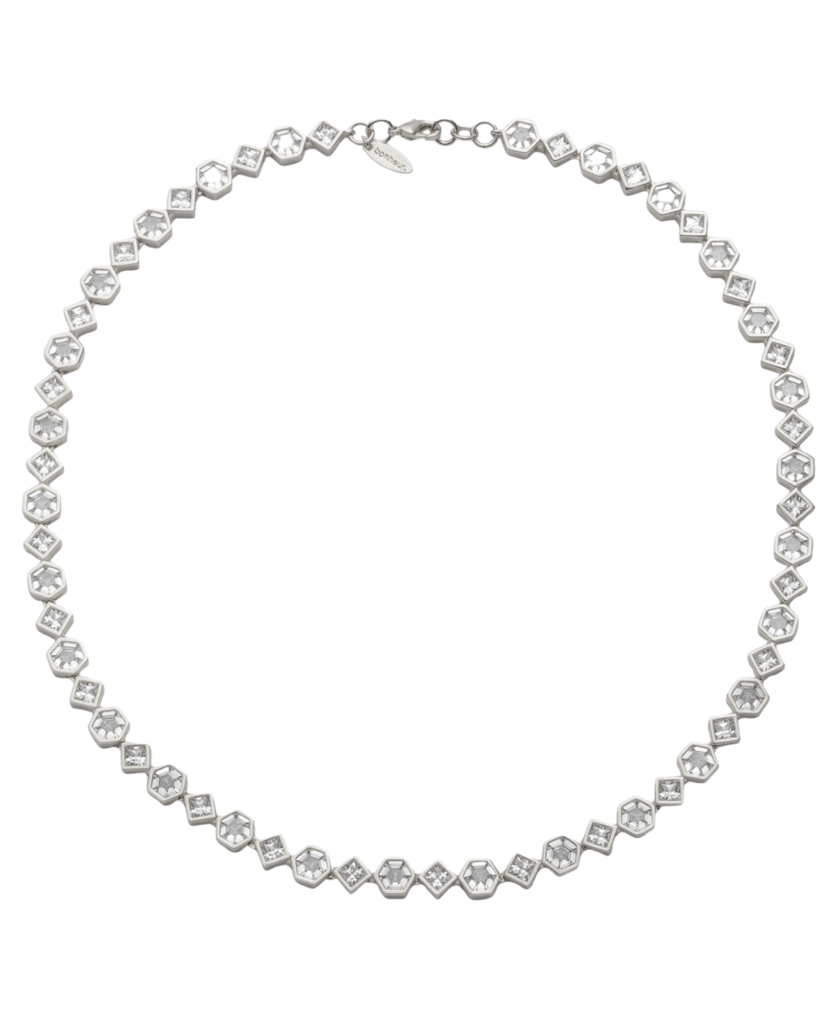 Bonheur Jewelry Milou Bezel Set Crystal Necklace In Rhodium Plated Brass