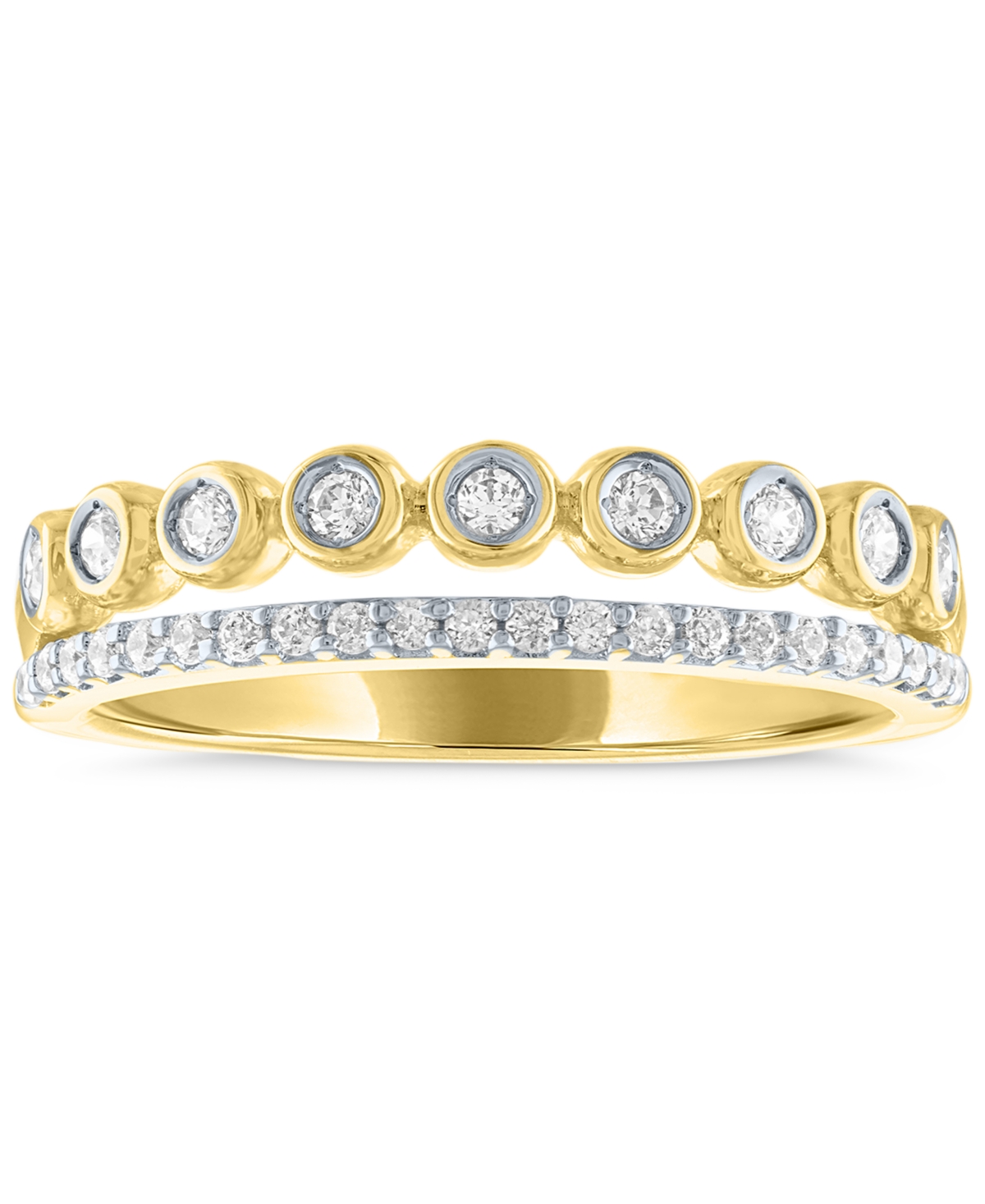 Lab-Created Diamond Bezel Stack Look Ring (1/4 ct. t.w.) in 14k Gold-Plated Sterling Silver - Gold-Plated Sterling Silver