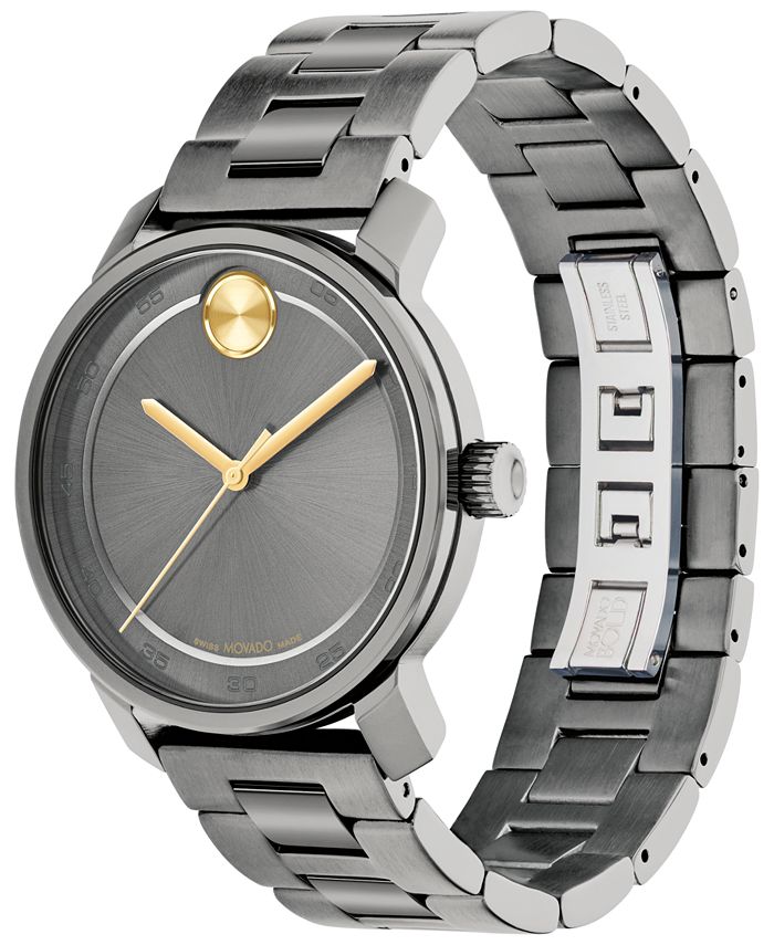 Movado Men's Swiss Bold Access Gray Ion Plated Steel Bracelet Watch