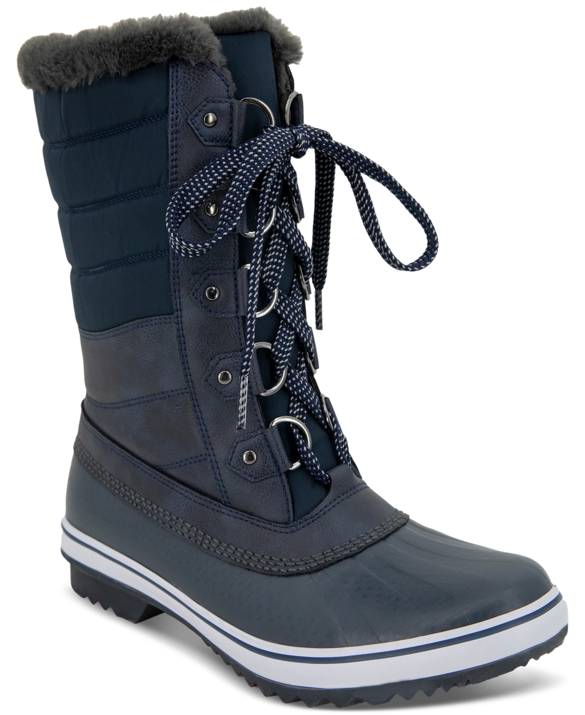 Women's Siberia Waterproof Lace-Up Quilted Cold-Weather Boots - Navy