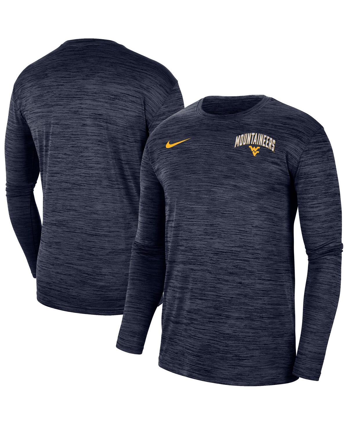 Men's Nike Navy West Virginia Mountaineers 2022 Sideline Game Day Velocity Performance Long Sleeve T-shirt