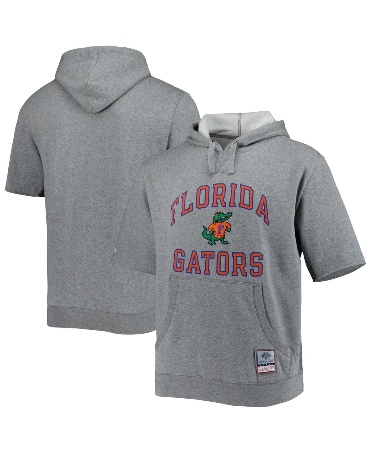 Men's Mitchell & Ness Heathered Gray Florida Gators Wordmark Short Sleeve Pullover Hoodie - Heathered Gray