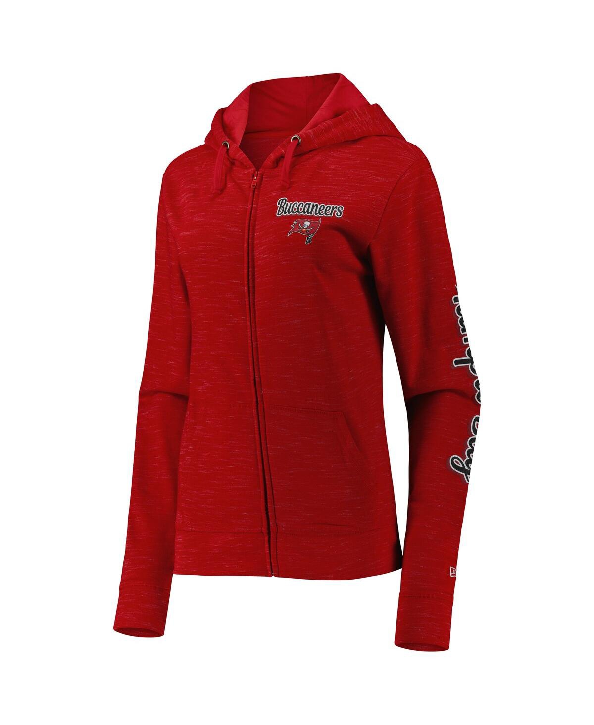 NEW ERA WOMEN'S NEW ERA RED TAMPA BAY BUCCANEERS REVERSE SPACE-DYE FULL-ZIP HOODIE 