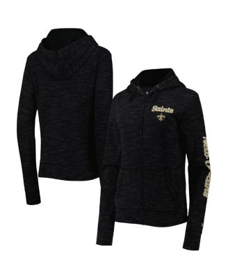 Women's Black New Orleans Saints Reverse Space-Dye Full-Zip Hoodie