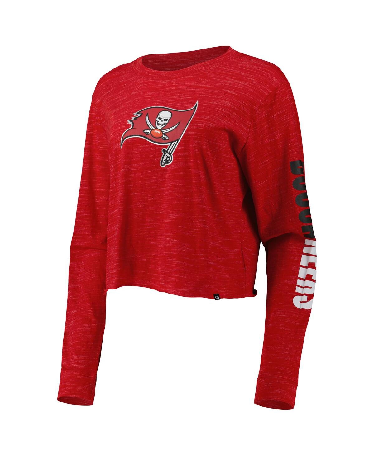 Shop New Era Women's  Red Tampa Bay Buccaneers Crop Long Sleeve T-shirt