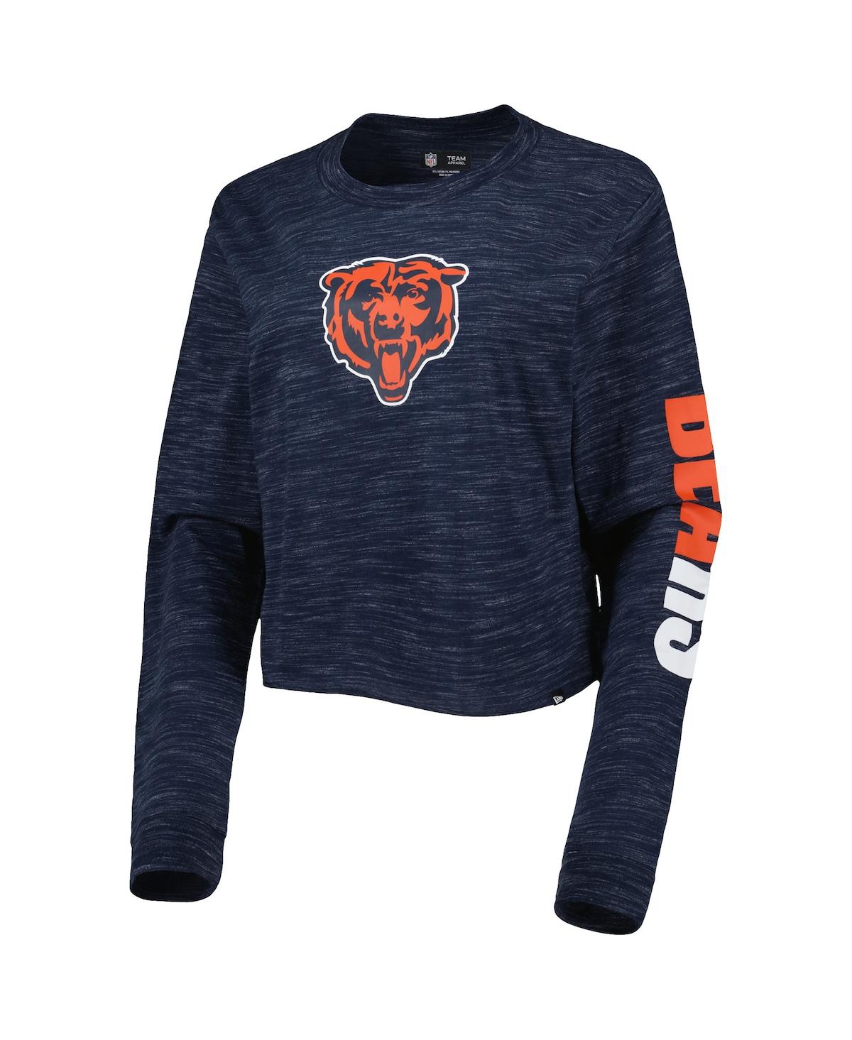 Shop New Era Women's  Navy Chicago Bears Crop Long Sleeve T-shirt