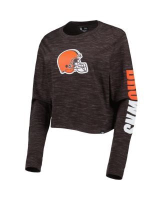 Women's Brown Cleveland Browns Crop Long Sleeve T-shirt