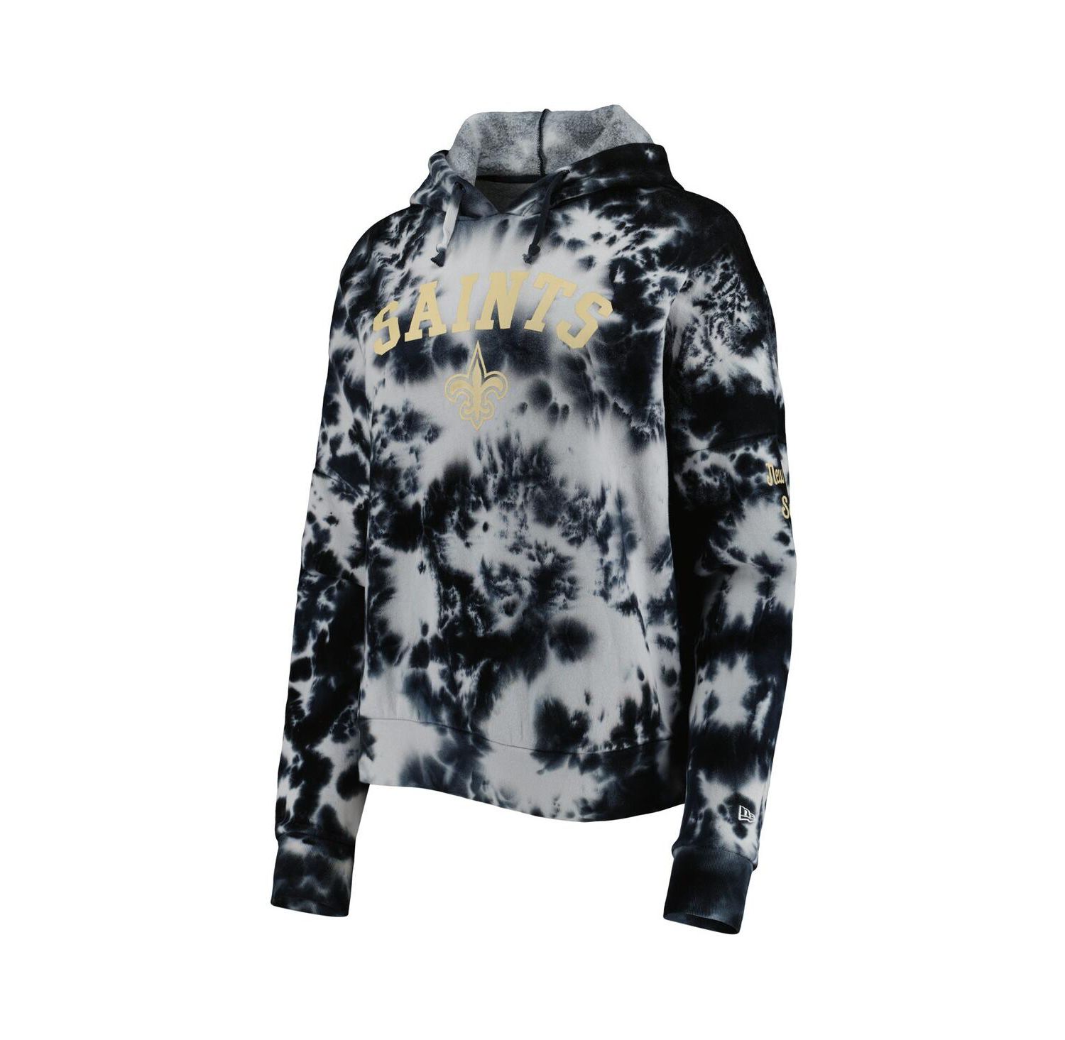Women's Black New Orleans Saints Cloud Dye Fleece Pullover Hoodie