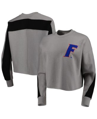 Women's Gray Florida Gators Back To Reality Colorblock Pullover Sweatshirt