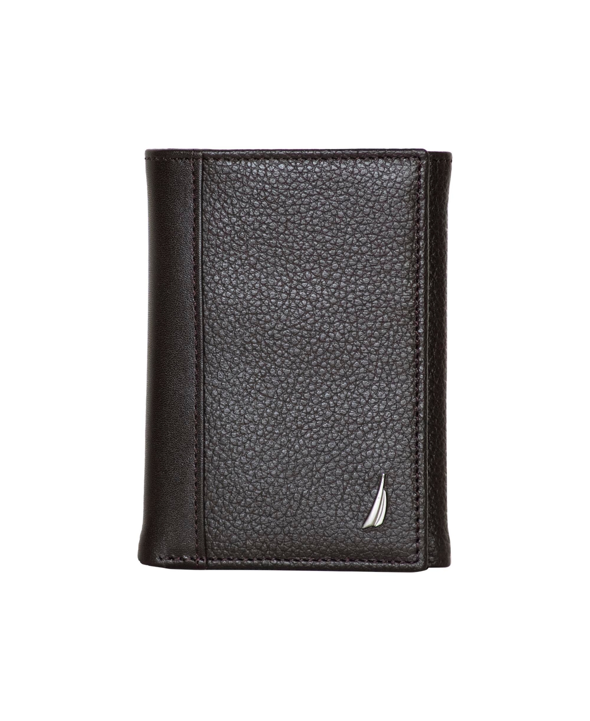 Nautica Men's Enameled Logo Leather Trifold Wallet In Brown