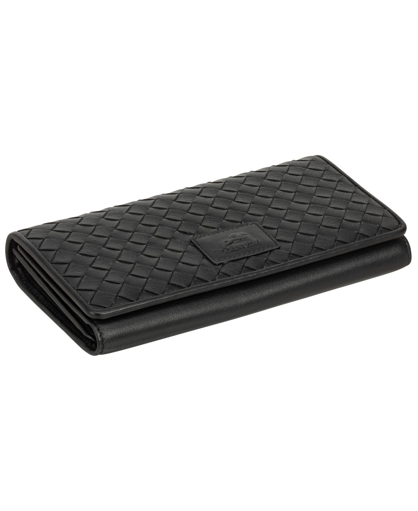 Женский кошелёк Mancini Basket Weave с RFID-защитой, тройное сложение, цвет: Чёрный — фото 5