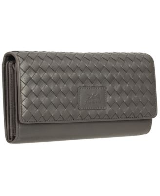 Women's Basket Weave Collection RFID Secure Quadruple Fold Wallet