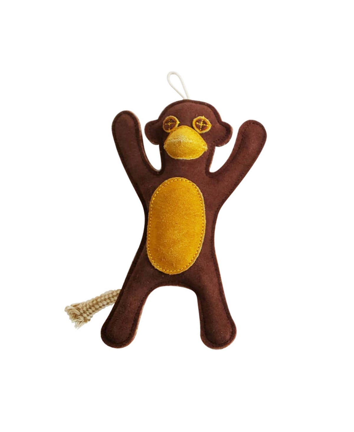 Sustainable Natural Leather Monkey Chew Toy for Dogs - Brown