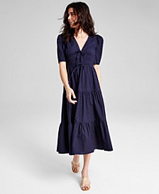 Women&apos;s Clip-Dot V-Neck Cotton Maxi Dress