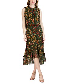 Women's Ruffled-Trim Floral-Print Dress