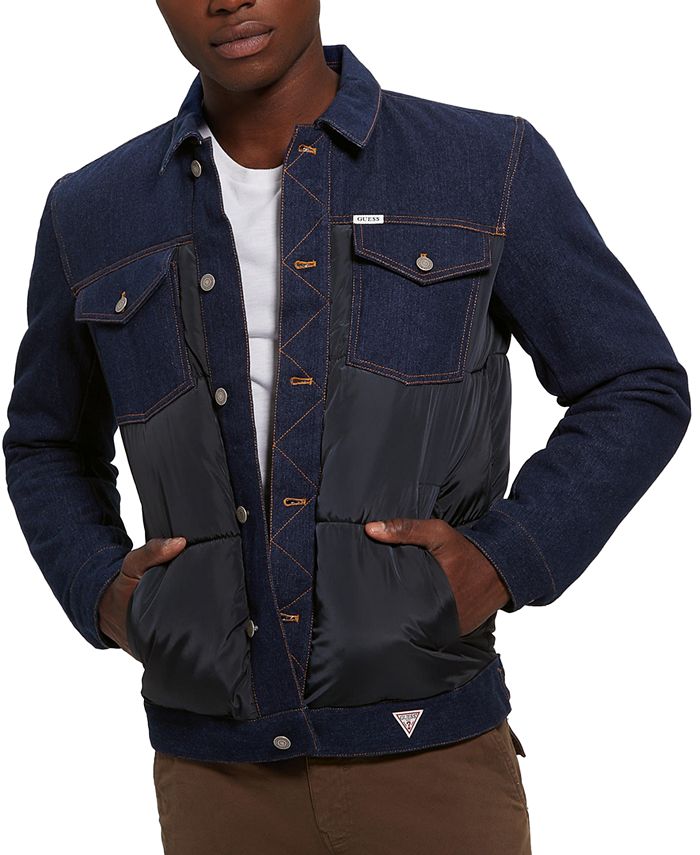 GUESS Men's New Artica Hybrid Quilt and Denim Trucker Jacket - Macy's