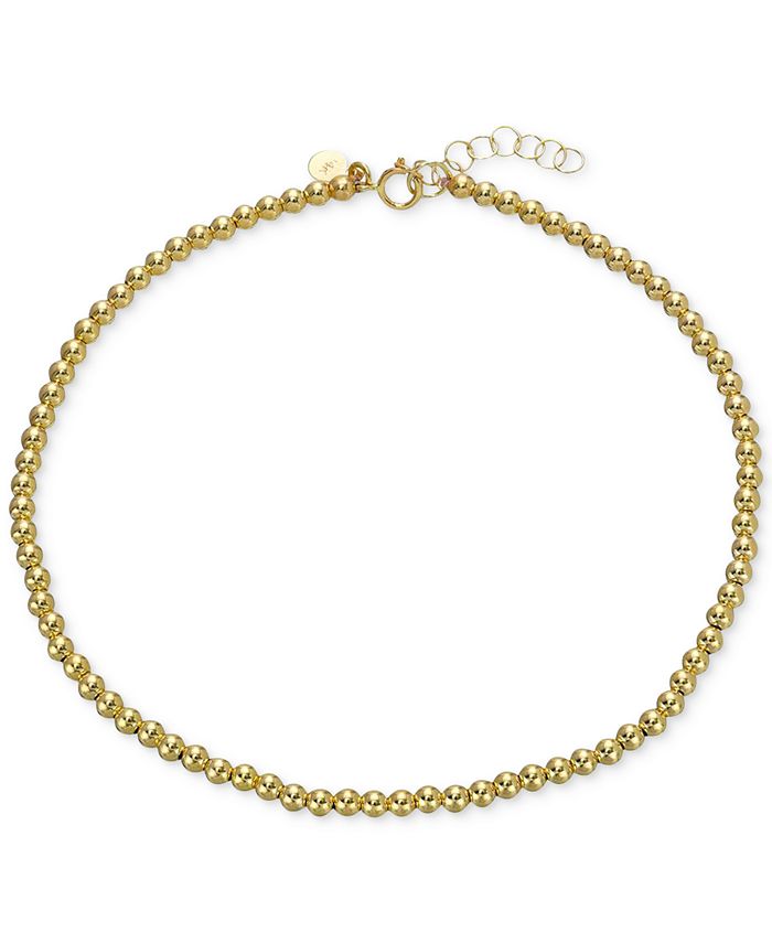 Zoe Lev Polished 3mm Bead Ankle Bracelet in 14k Gold - Macy's
