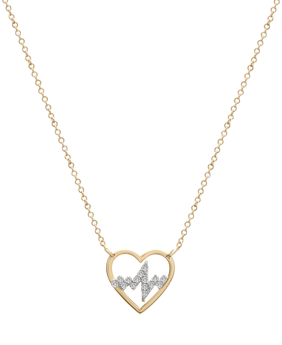 Diamond Heartbeat Pendant Necklace (1/10 ct. t.w.) in 10k Gold, 17" + 1" extender, Created by Macy's - K Yellow Gold