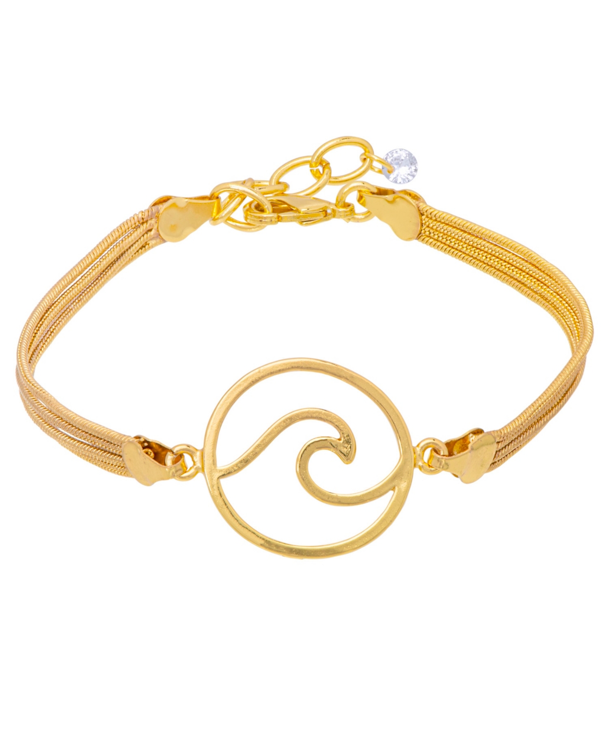 Round Wave Bracelet in Silver Plate or 18K Gold Plated - Gold
