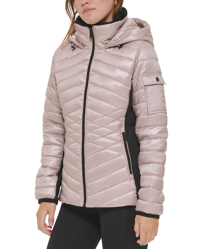 Calvin Klein Hooded MixedMedia Puffer Jacket & Reviews Activewear
