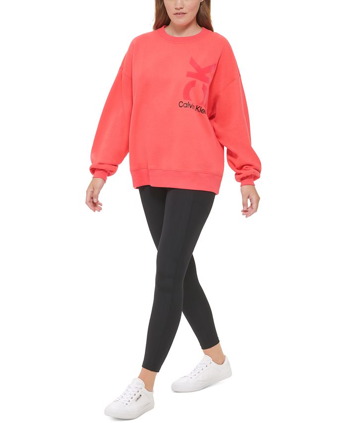 Calvin Klein Women's Blouson-Sleeve Oversized Logo Sweatshirt - Macy's
