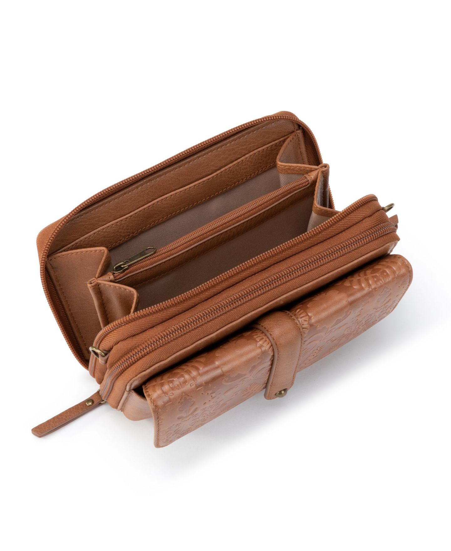 Женский кошелёк The Sak Sequoia Leather Smartphone Convertible Crossbody Wallet, цвет: Табачный с принтом — фото 5