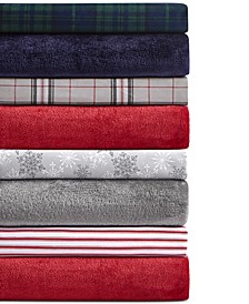 Holiday Microfiber Sheet Set and Throw Bundle, Created for Macy's