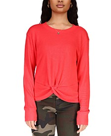 Women's Knotted-Front Long-Sleeve Knit Top