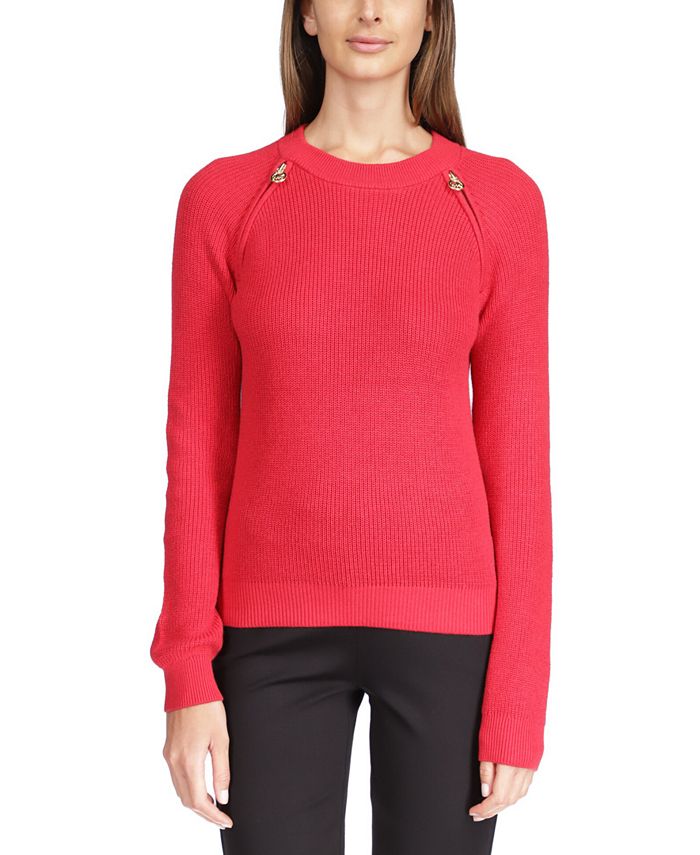 Michael Kors Women's Shaker-Knit Zip Sweater - Macy's