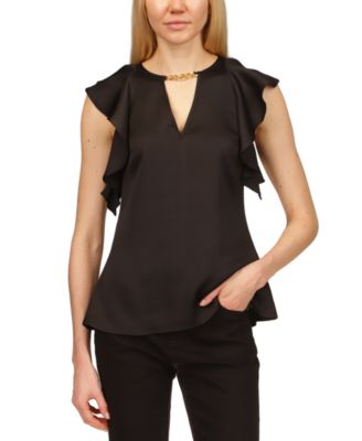 Michael Kors - Women's Satin Ruffled Chain Top