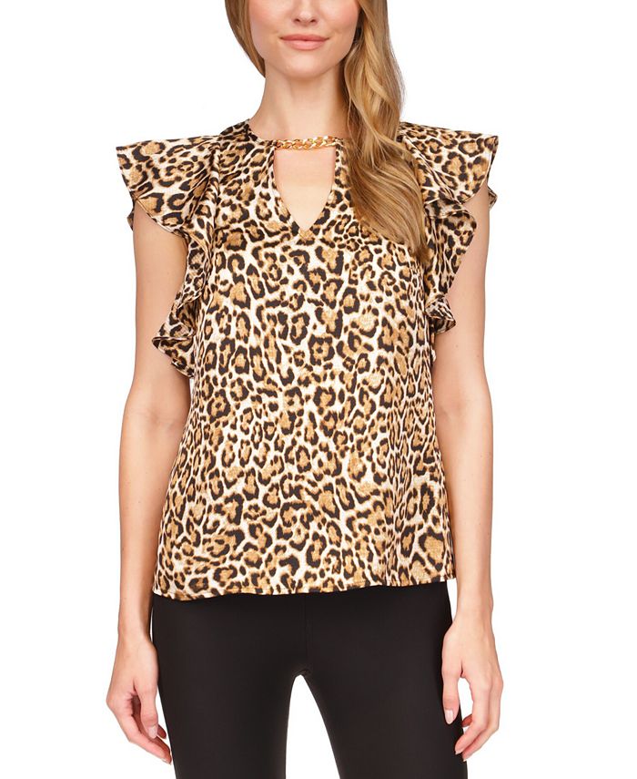 Michael Kors Women's Wildcat Printed Ruffled Top - Macy's