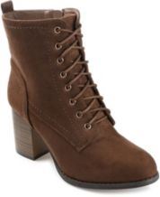 Brown lace outlet up booties heel