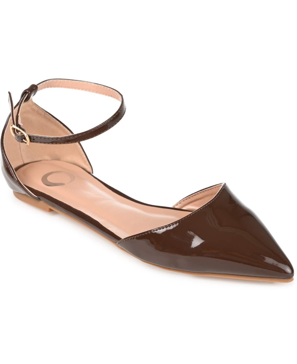 Shop Journee Collection Women's Reba Ankle Strap Pointed Toe Flats In Brown