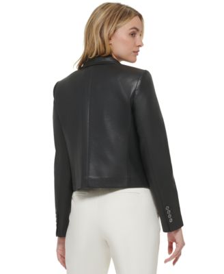 Tommy Hilfiger Women's Cropped Faux-Leather Jacket - Macy's