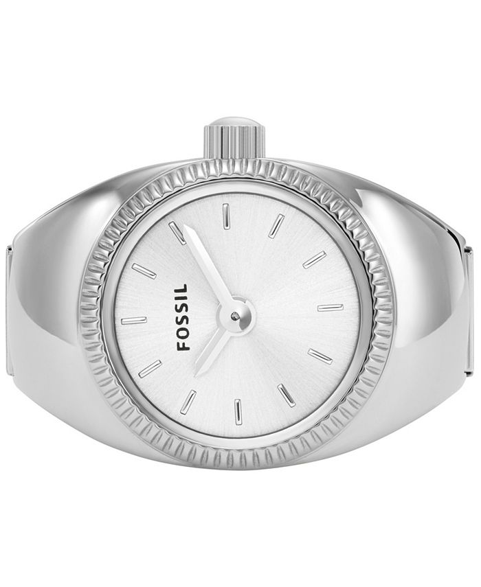 Fossil Women's Ring Watch Two-Hand Silver-Tone Stainless Steel Bracelet ...