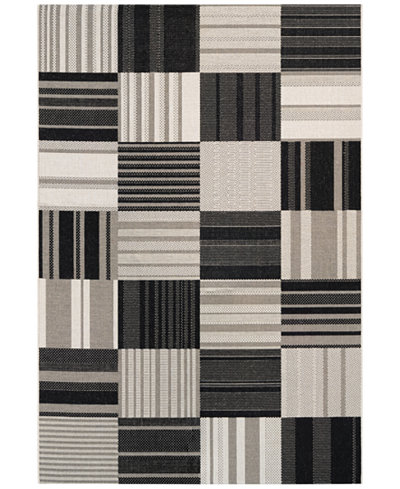 Couristan Indoor/Outdoor Area Rugs, Afuera 5038/9138 Patchwork Onyx-Ivory