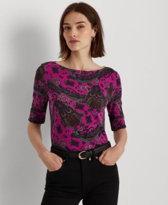 Lauren Ralph Lauren - Women's Paisley Stretch Cotton T-Shirt