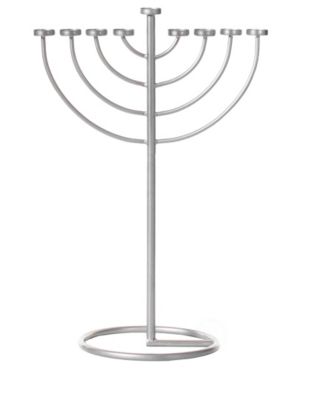 Modern 9 Branch Lighting Thin Pipe Hanukkah Menorah, Small