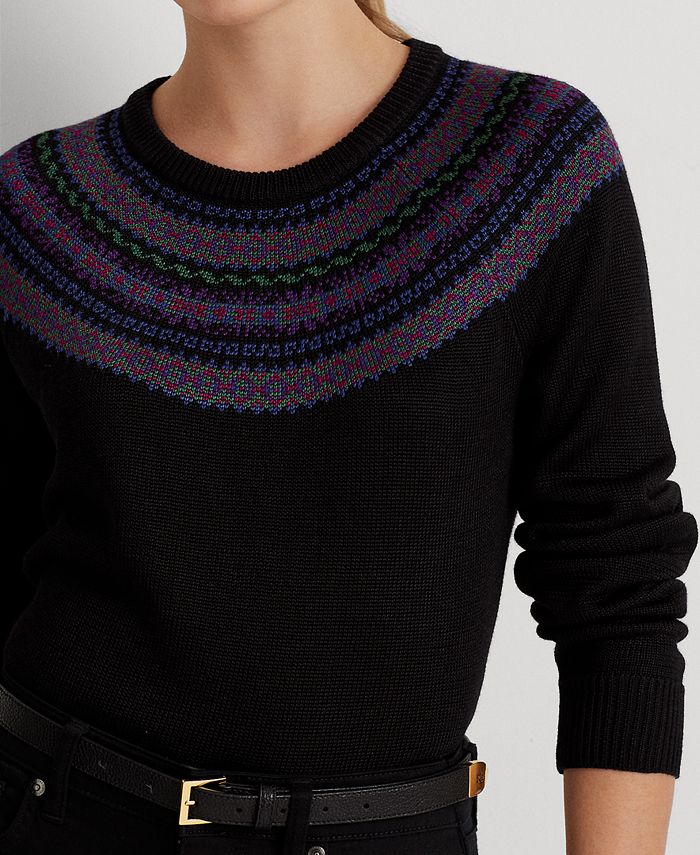 Lauren Ralph Lauren Women's Fair Isle Cotton-Blend Sweater & Reviews ...