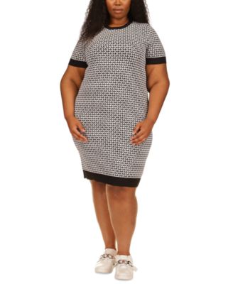 Michael Michael Kors Plus Size Mk Block Mini Sweater Dress - Bone - Size 3X
