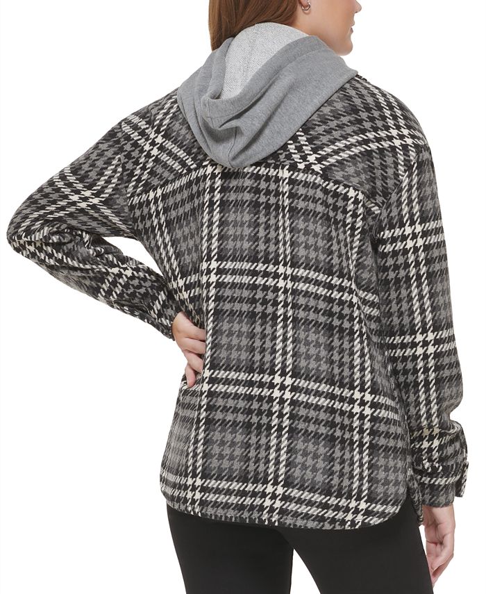 Calvin Klein Jeans Women's Plaid Hooded Shirt Jacket Macy's