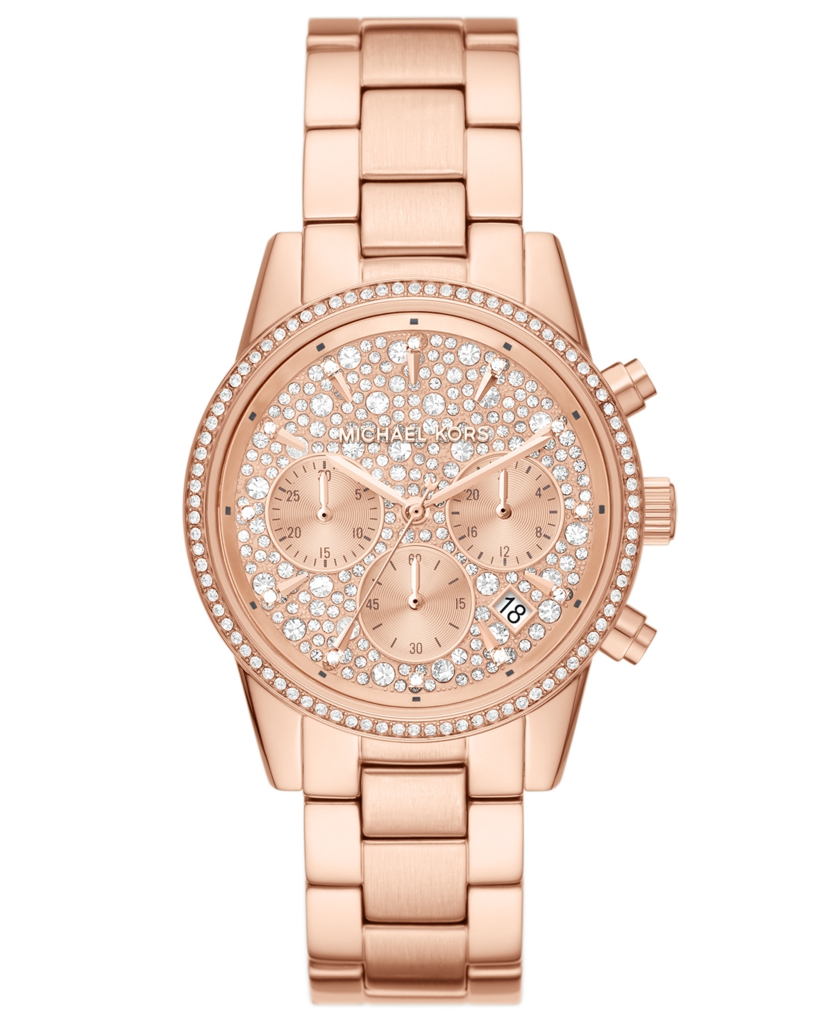 Michael Kors Women's Ritz Chronograph Rose Gold-tone Stainless Steel Bracelet Watch 37mm