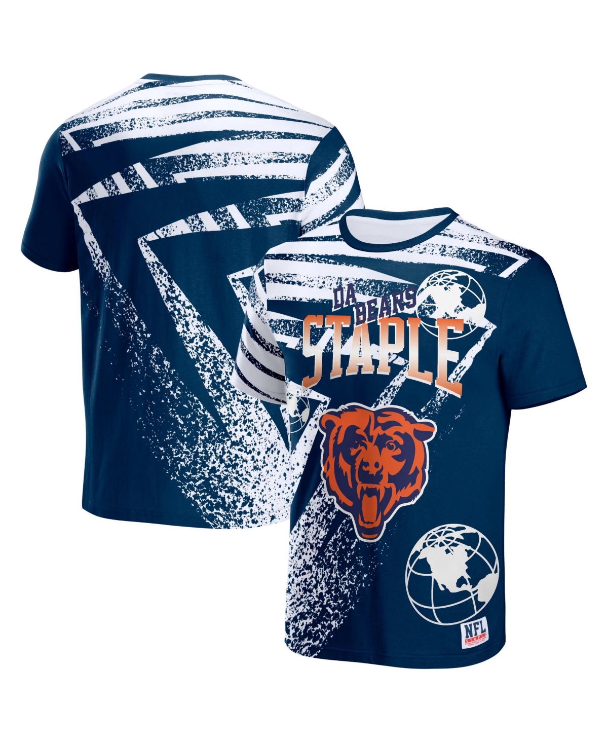 Nfl Properties Men's Nfl X Staple Navy Chicago Bears Team Slogan All Over Print Short Sleeve T-shirt