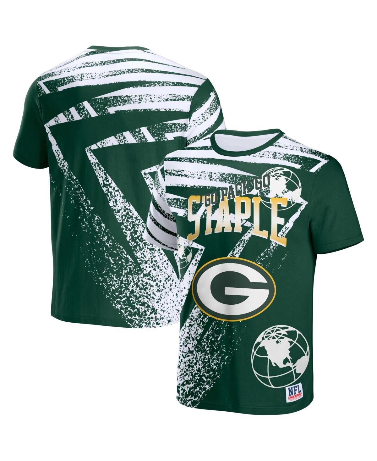 Shop Nfl Properties Men's Nfl X Staple Hunter Green Green Bay Packers Team Slogan All Over Print Short Sleeve T-shirt