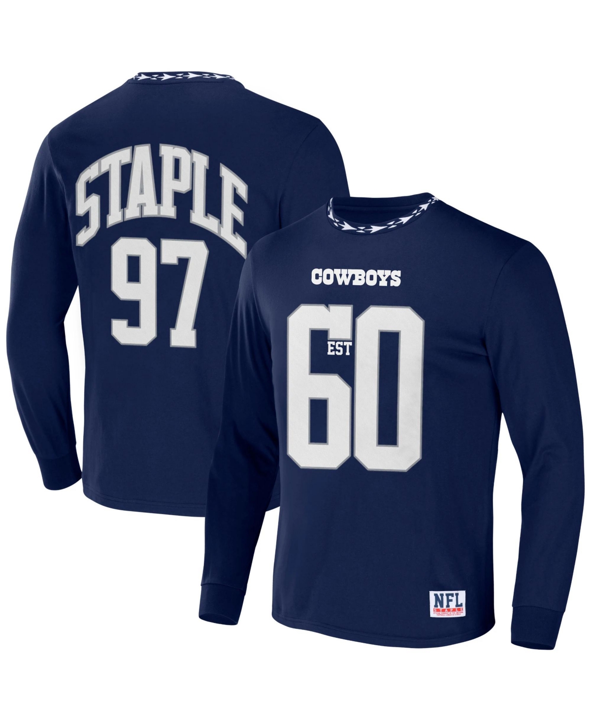 Men's Nfl X Staple Navy Dallas Cowboys Core Long Sleeve Jersey Style T-shirt - Navy